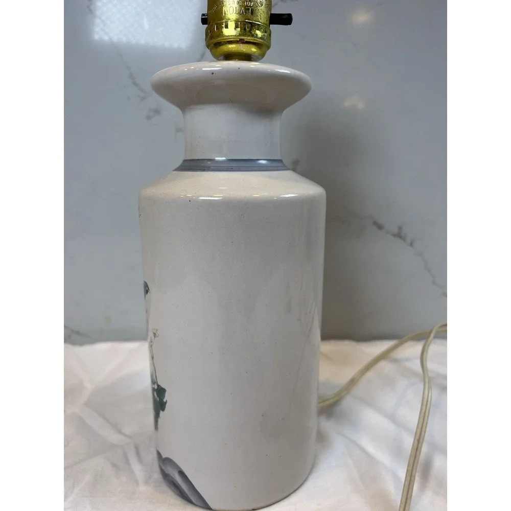 Chinese Hand Painted Ceramic Table Lamp Birds Floral 12